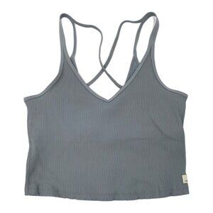 Vuori Gray Criss Cross Strap Cropped Tank | Women's One Size